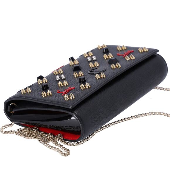 Christian Louboutin Paloma Clutch Crossbody Black Red Leather - Picture 4 of 7